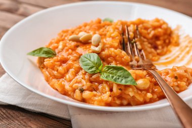 Masada lezzetli risotto ile Tabak, closeup