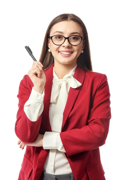 Stylish businesswoman on white background — Stock Photo, Image