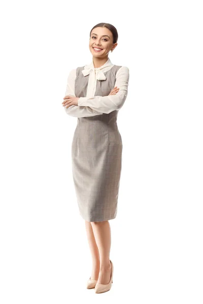 Stylish businesswoman on white background — Stock Photo, Image