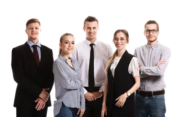 Ομάδα νέων επιχειρηματικών ατόμων σε λευκό φόντο — Φωτογραφία Αρχείου