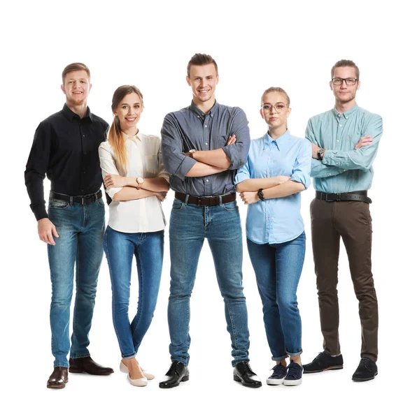 Group of young business people on white background — Stock Photo, Image