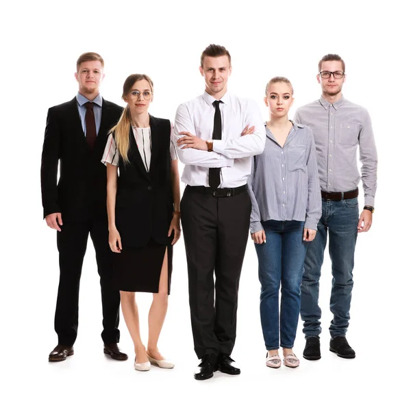 Group of young business people on white background — Stock Photo, Image