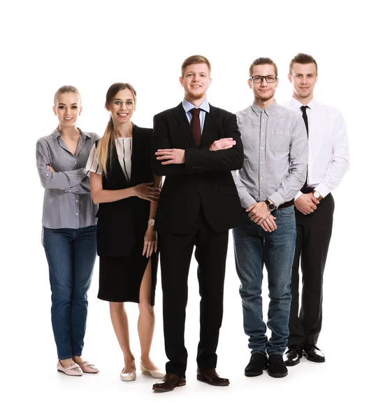 Group of young business people on white background — Stock Photo, Image