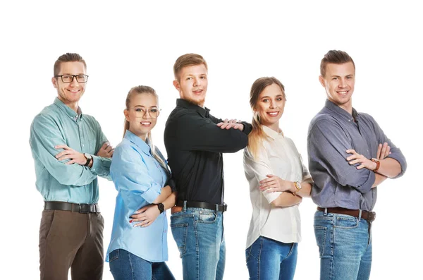 Group of young business people on white background — Stock Photo, Image