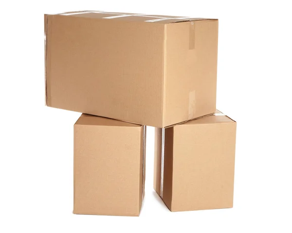 Cardboard boxes on white background — Stock Photo, Image