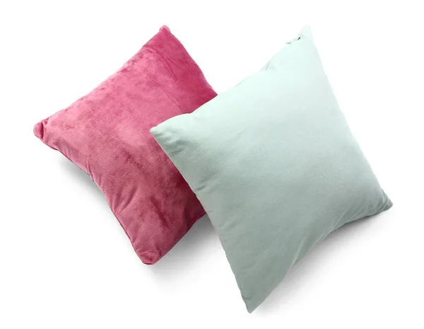 Almohadas de color suave sobre fondo blanco — Foto de Stock