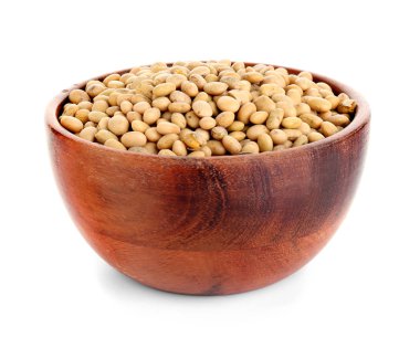 Beyaz arka planda çiğ soya fasulyesi