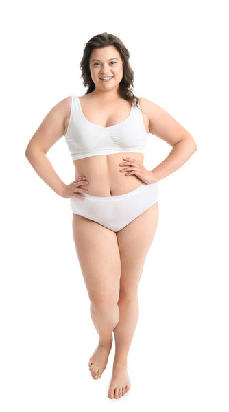 Мбаппе плюс женщина на белом фоне. Концепция тела положительная
