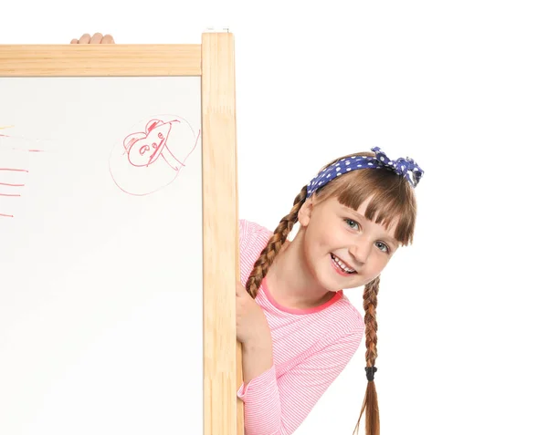 Cute little artist on white background — Stock Photo, Image
