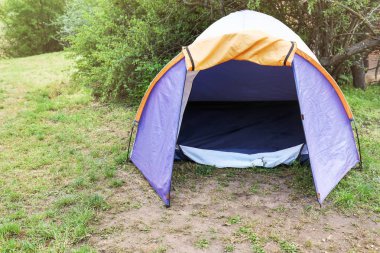 Yaz günü ormanda kamp çadırı