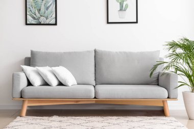 Oturma odası nın iç yumuşak yastıklar ile Kanepe