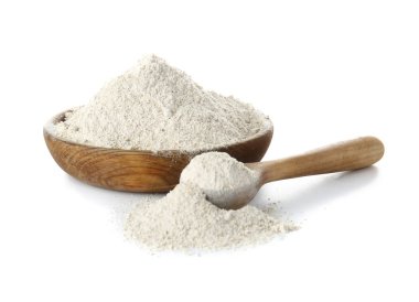 Beyaz zemin üzerine un ile plaka