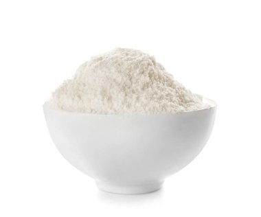 Beyaz zemin üzerine un kase