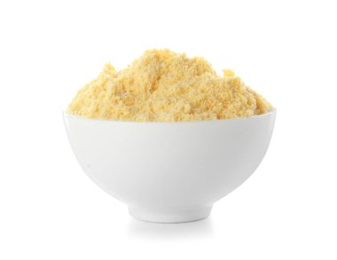 Beyaz zemin üzerine un kase