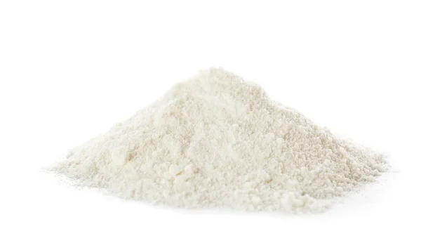 Heap of flour on white background — Stock Photo, Image