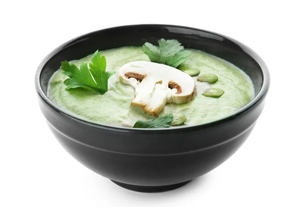 Bowl of tasty cream soup on white background — Stock Photo, Image