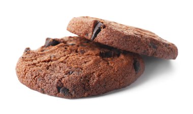 Beyaz zemin üzerine lezzetli çikolata kurabiye