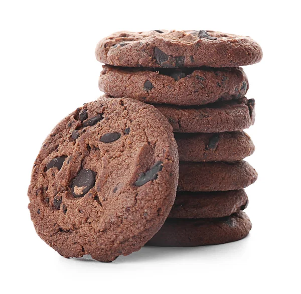 Gustosi biscotti al cioccolato su sfondo bianco — Foto Stock
