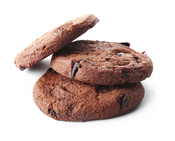 Gustosi biscotti al cioccolato su sfondo bianco — Foto Stock