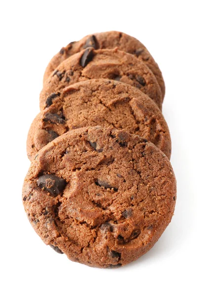 Tasty chocolate cookies on white background — Stock Photo, Image