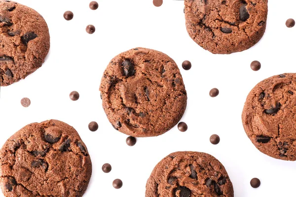 Tasty chocolate cookies on white background — Stock Photo, Image