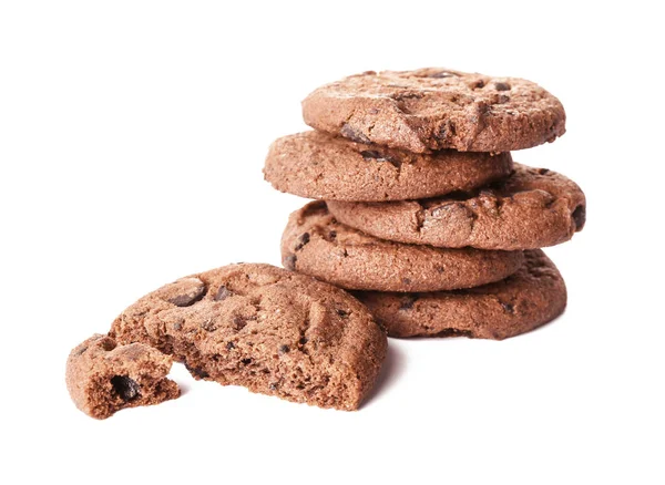 Gustosi biscotti al cioccolato su sfondo bianco — Foto Stock