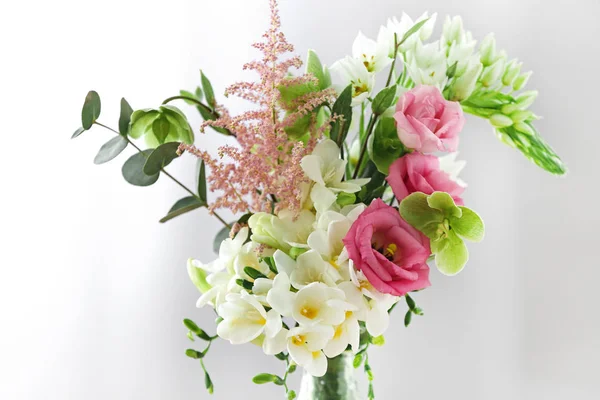 Beautiful bouquet with fresh freesia flowers — Stock Photo, Image
