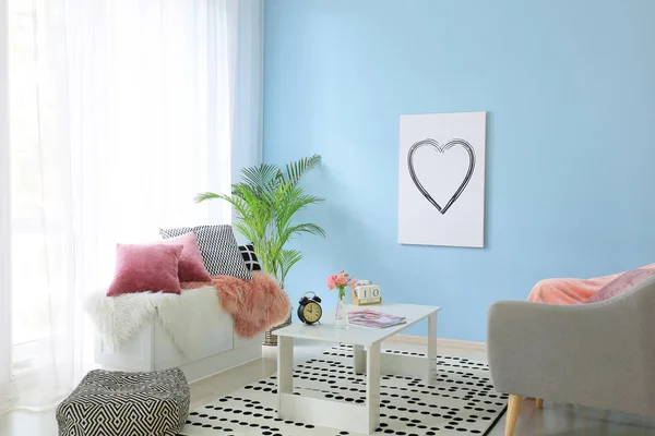 Interior of modern room with soft pillows — Stock Photo, Image