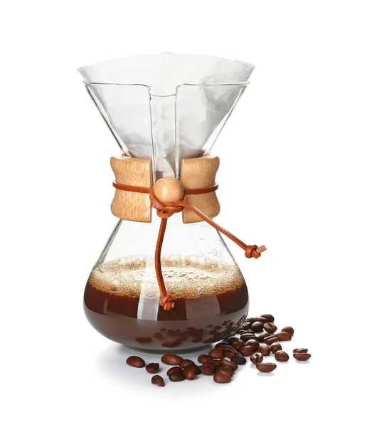 Tasty coffee in chemex on white background — Stock Photo, Image