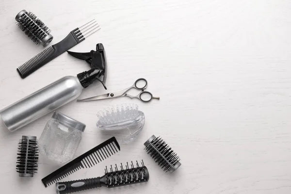 Set of hairdresser tools and accessories on white background — Stock Photo, Image