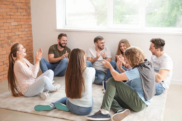 Young people at group therapy session — Stock Photo, Image