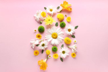 Güzel çiçek kompozisyon renk arka plan üzerinde