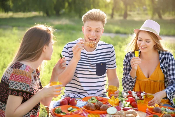 Amigos en el picnic en el día de verano —  Fotos de Stock