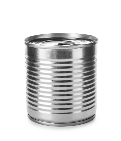 锡罐与食物的颜色背景 — 图库照片