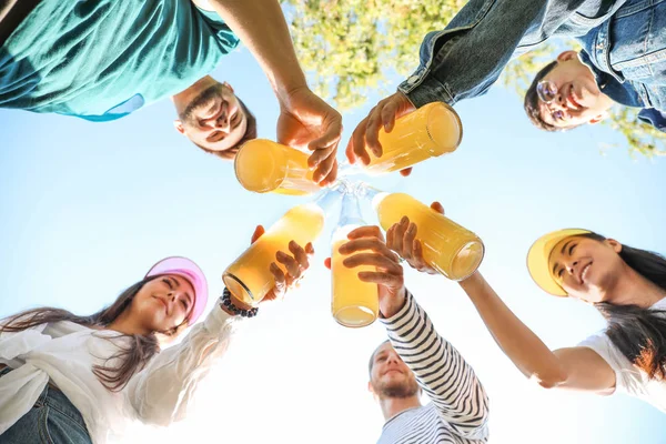 Parkta piknik mutlu arkadaşlar, alt görünümü — Stok fotoğraf