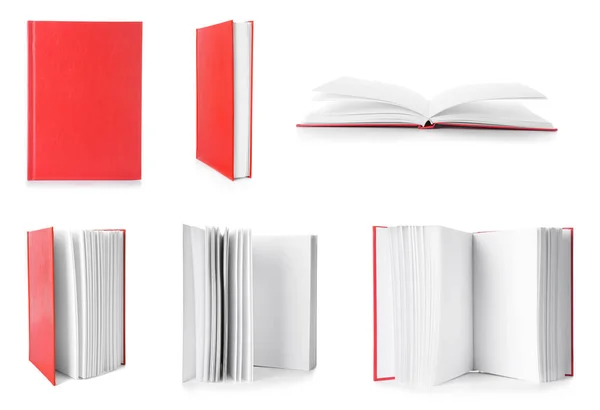 Libros con tapa dura sobre fondo blanco — Foto de Stock