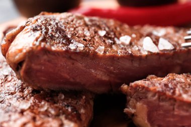 Lezzetli ızgara et dilimleri, closeup