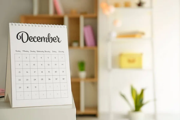 Calendar on table in room — Stock Photo, Image