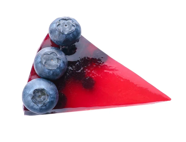 Tasty cheesecake with blueberry on white background — Stock Photo, Image