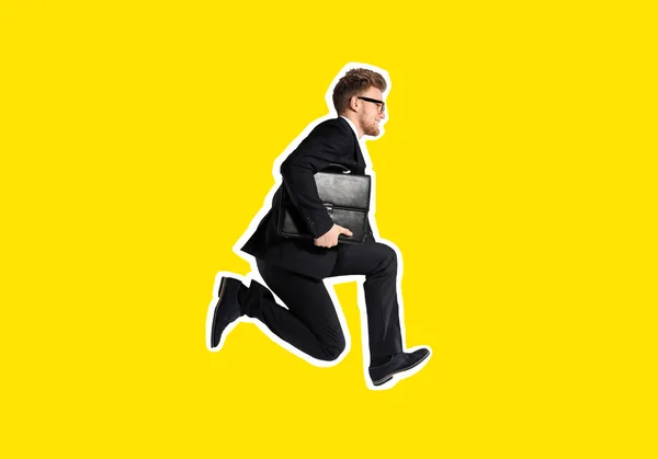 Jumping businessman on color background