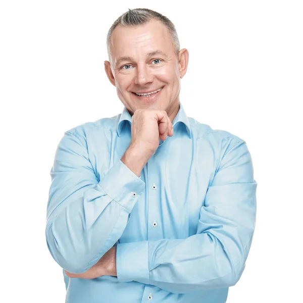 Retrato de hombre apuesto de mediana edad sobre fondo blanco — Foto de Stock