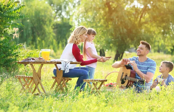 Happy family on summer picnic in park — Stock Photo, Image