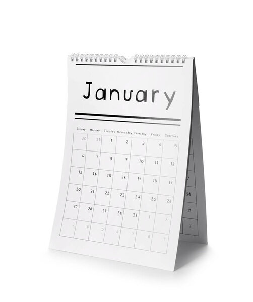 Flip calendar on white background