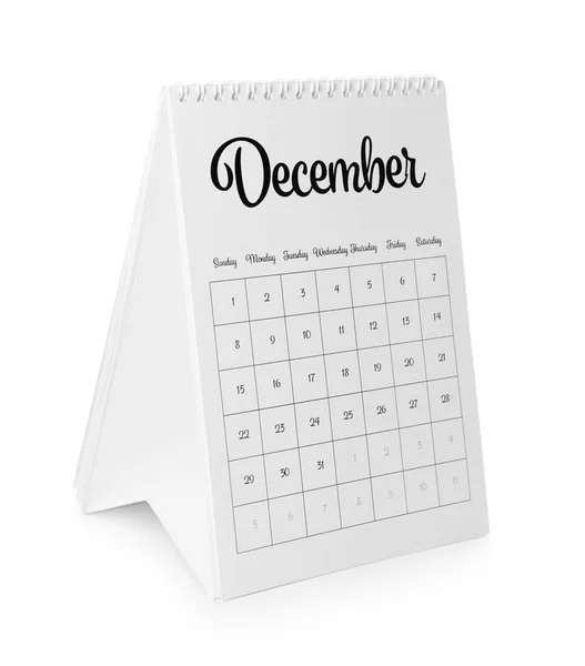 Voltear calendario sobre fondo blanco —  Fotos de Stock