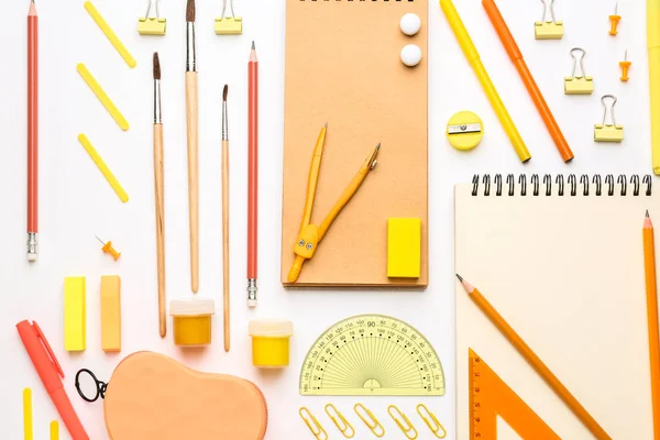 Set of school supplies on white background — Stock Photo, Image