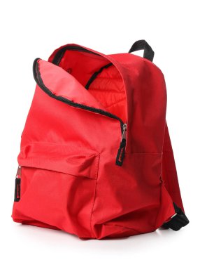 Beyaz arka planda boş okul sırt çantası