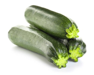 Fresh zucchini squashes on white background clipart