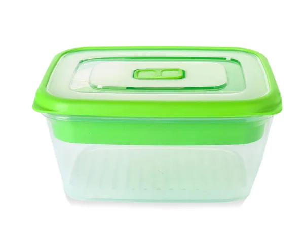 Plastic lunch box on white background — Stock Photo, Image