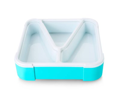 Beyaz arka planda plastik beslenme çantası