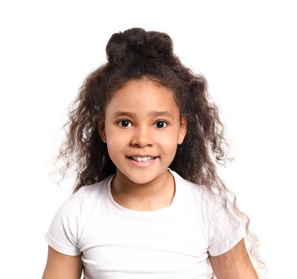 African-American girl on white background — Stock Photo, Image